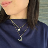 Ancient Path Pendant with Salt and Pepper Rose Cut Diamond on 14k Yellow Gold Chain