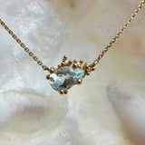 Aquamarine and Diamond Encrusted Pendant in 14k Yellow Gold