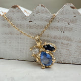 Mixed Cut Sapphire and Diamond Cluster Pendant in 14k Yellow Gold