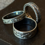 Engraved Band with Diamonds in Silver