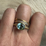 Custom Aquamarine Tapered Bezel Set Ring in 18k Yellow Gold