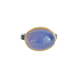 Lavender Chalcedony Ring in Oxidized Silver and 22k Gold