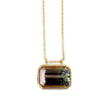 Watermelon Tourmaline Necklace in 18k Yellow Gold