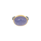 Lavender Chalcedony Ring in Oxidized Silver and 22k Gold