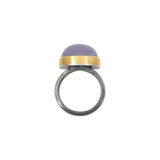 Lavender Chalcedony Ring in Oxidized Silver and 22k Gold