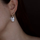 Mother of Baroque Pearl Earrings in 18k Yellow Gold