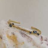 Encrusted Sapphire and Diamond Cuff in 14k Yellow Gold