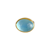 East West Aquamarine Ring in Oxidized Silver and 22k Gold