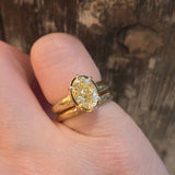 Custom Six Prong Ring with Client's Yellow Diamond in 18k Yellow Gold and Ancient Texture