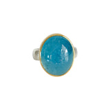 Cerulean Blue Aquamarine Ring in Silver and 22k Gold