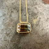 Watermelon Tourmaline Necklace in 18k Yellow Gold