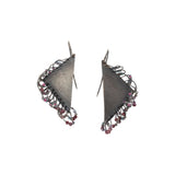 Triangle Beaded Loop Earrings in Oxidized Silver