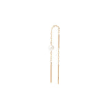 Short Toggle Pearl Chain Earring in 10k Yellow Gold