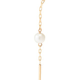 Short Toggle Pearl Chain Earring in 10k Yellow Gold