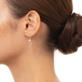 Short Toggle Pearl Chain Earring in 10k Yellow Gold