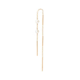 Long Toggle Pearl Chain Earring in 10k Yellow Gold