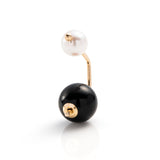 BUMBLE BEE Pearl Earring in 10k Yellow Gold with Onyx Backing