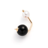 BUMBLE BEE Pearl Earring in 10k Yellow Gold with Onyx Backing