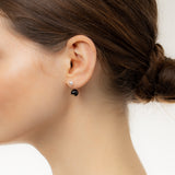 BUMBLE BEE Pearl Earring in 10k Yellow Gold with Onyx Backing