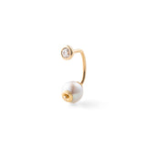 BUMBLE BEE Diamond Earring in 10k Yellow Gold with Akoya Pearl Backing