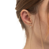 BUMBLE BEE Diamond Earring in 10k Yellow Gold with Akoya Pearl Backing