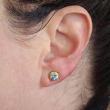 Blue Lotus Aquamarine Post Earrings in 18k Yellow Gold