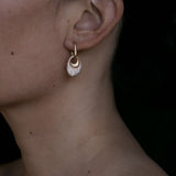 Medium Egg Drop Earrings in 18k Yellow Gold With White Diamonds