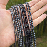 4mm Matte Hematite Necklace with Silver Bicone Beads and Oxidized Silver Clasp