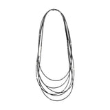 Long Clara Necklace with Sterling Silver and Grey Glass Beads