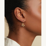 Mixed Diamond Cluster Drop Earrings in 14k Yellow Gold