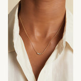 Mixed Diamond Encrusted Bar Necklace in 14k Yellow Gold