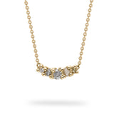Mixed Diamond Encrusted Bar Necklace in 14k Yellow Gold