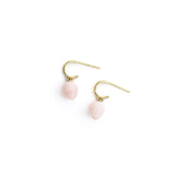 Pink Opal Huggie Hoop Earrings in 18k Yellow Gold