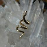 Snake Ear Cuff in 14k Gold with White Diamonds