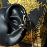 Snake Ear Cuff in 14k Gold with White Diamonds
