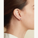 Blue Sapphire and Diamond Encrusted Studs in 14k Yellow Gold