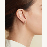 Sapphire Encrusted Hoop Earrings in 14k Yellow Gold