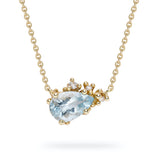 Aquamarine and Diamond Encrusted Pendant in 14k Yellow Gold