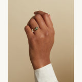 Green Sapphire and Diamond Asymmetric Cluster Ring in 14k Yellow Gold