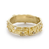 Encrusted Band with Barnacles and White Diamonds in 18k Yellow Gold