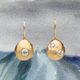 Custom Egg Drop Diamond 18k Gold Earrings