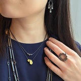 Arc Diamond Necklace in Oxidized Silver