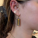 Floating Rectangle Earrings in Oxidized Silver & 22k Bi-Metal