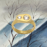 Custom Sun Moon Diamond Ring in 18k Gold