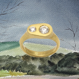 Custom Sun Moon Diamond Ring in 18k Gold