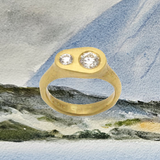 Custom Sun Moon Diamond Ring in 18k Gold