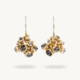 Mixed Diamond Cluster Drop Earrings in 14k Yellow Gold