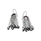 Black Stone Loop Dangle Earrings in Oxidized Silver and Copper