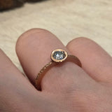 Salt & Pepper Diamond Solitaire Ring in Sand-Textured 14k Rose Gold