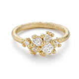 Antique Small Diamond Asymmetric Cluster Ring in 14k Yellow Gold